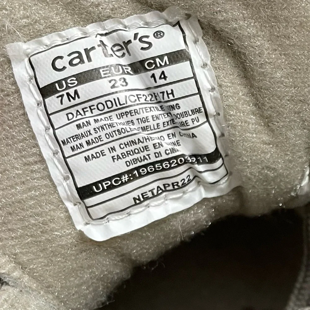 NEW Carter's Daffodil Toddler High-Top Boots Girls 7M in Khaki